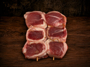 Brochetas de solomillo y bacon